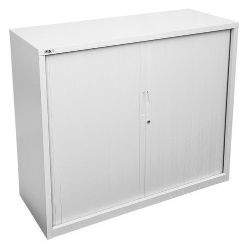 Rapidline Go Tambour Door Cupboard with 2 Shelves 1200 x 1016 x 473mm White