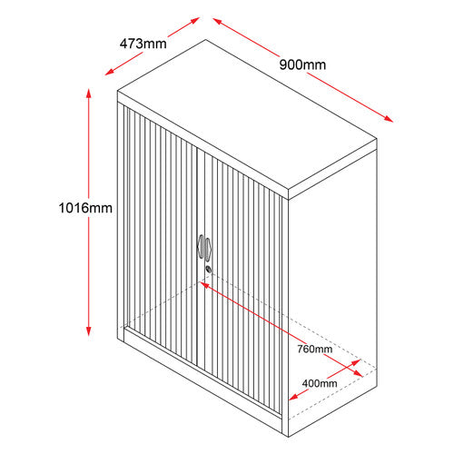 Rapidline Go Tambour Door Cupboard 900 x 1016 x 473mm Black