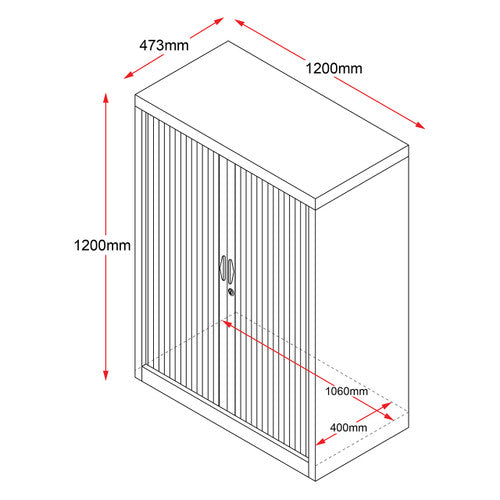 Rapidline Go Tambour Door Cupboard 1200 x 1200 x 473mm Black