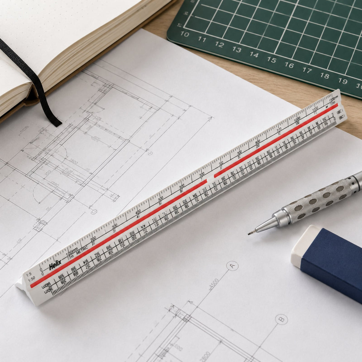 Helix K93X40 (K93X70) Triangular Scale Ruler 30cm