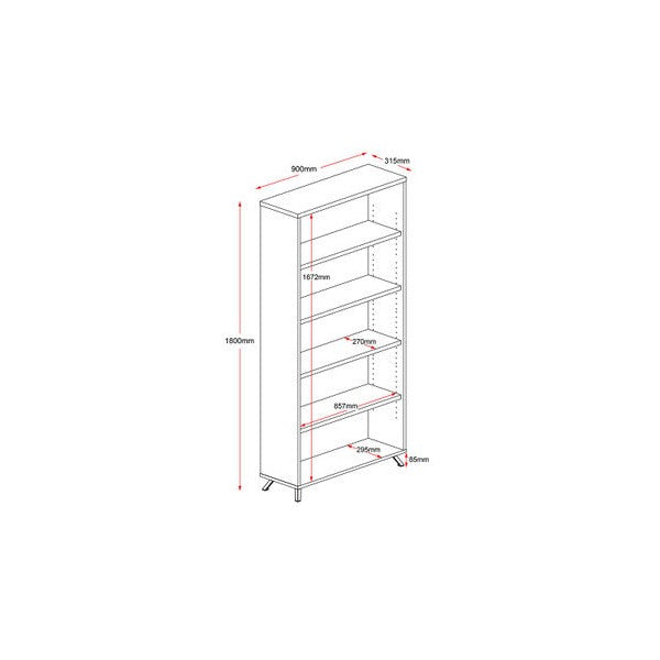 Rapidline Rapid Infinity Bookcase 900 x 315 x 1800mm Natural Oak / Black