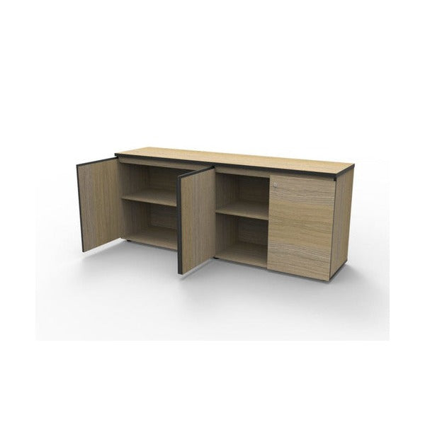 Rapidline Deluxe Infinity Swing 4 Door Cupboard 1800 x 450 x 730mm Natural Oak / Black