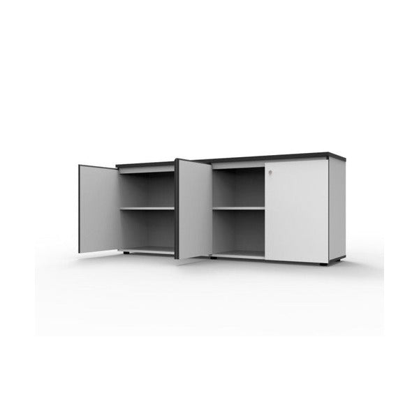 Rapidline Deluxe Infinity Swing 4 Door Cupboard 1800 x 450 x 730mm Natural White / Black