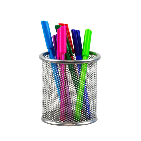 Italplast Pencil Cup Silver Mesh