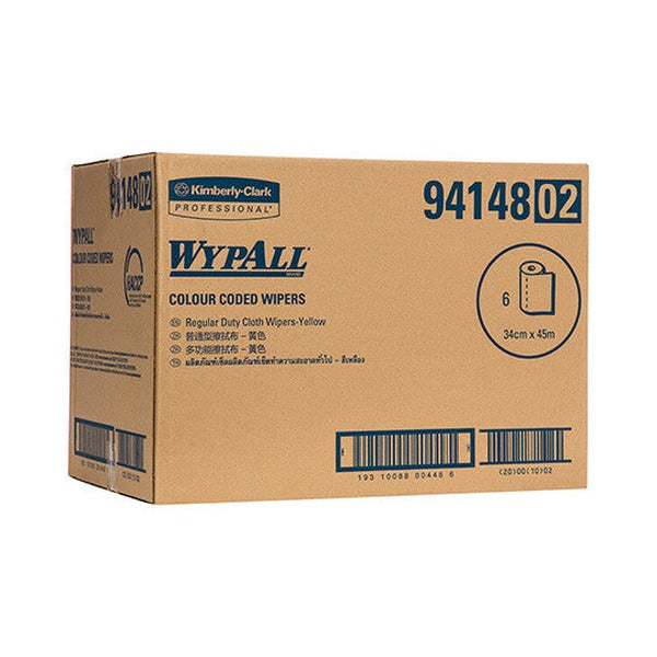 WypAll Colour Coded Cloth Wiper Roll Yellow 106 Wipers Pack of 6