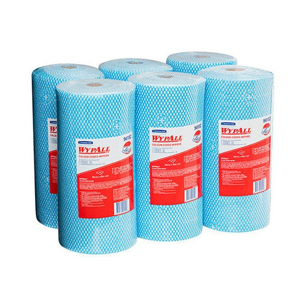 WypAll Colour Coded Cloth Wiper Roll Blue 106 Wipers Pack of 6