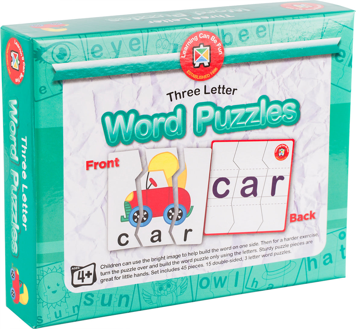 Three Letter Word Puzzles 15 Double Sided Puzzles 45 Pieces 13cm