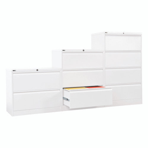 Rapidline Go Heavy Duty Lateral Filing Cabinet Four Drawer White Satin