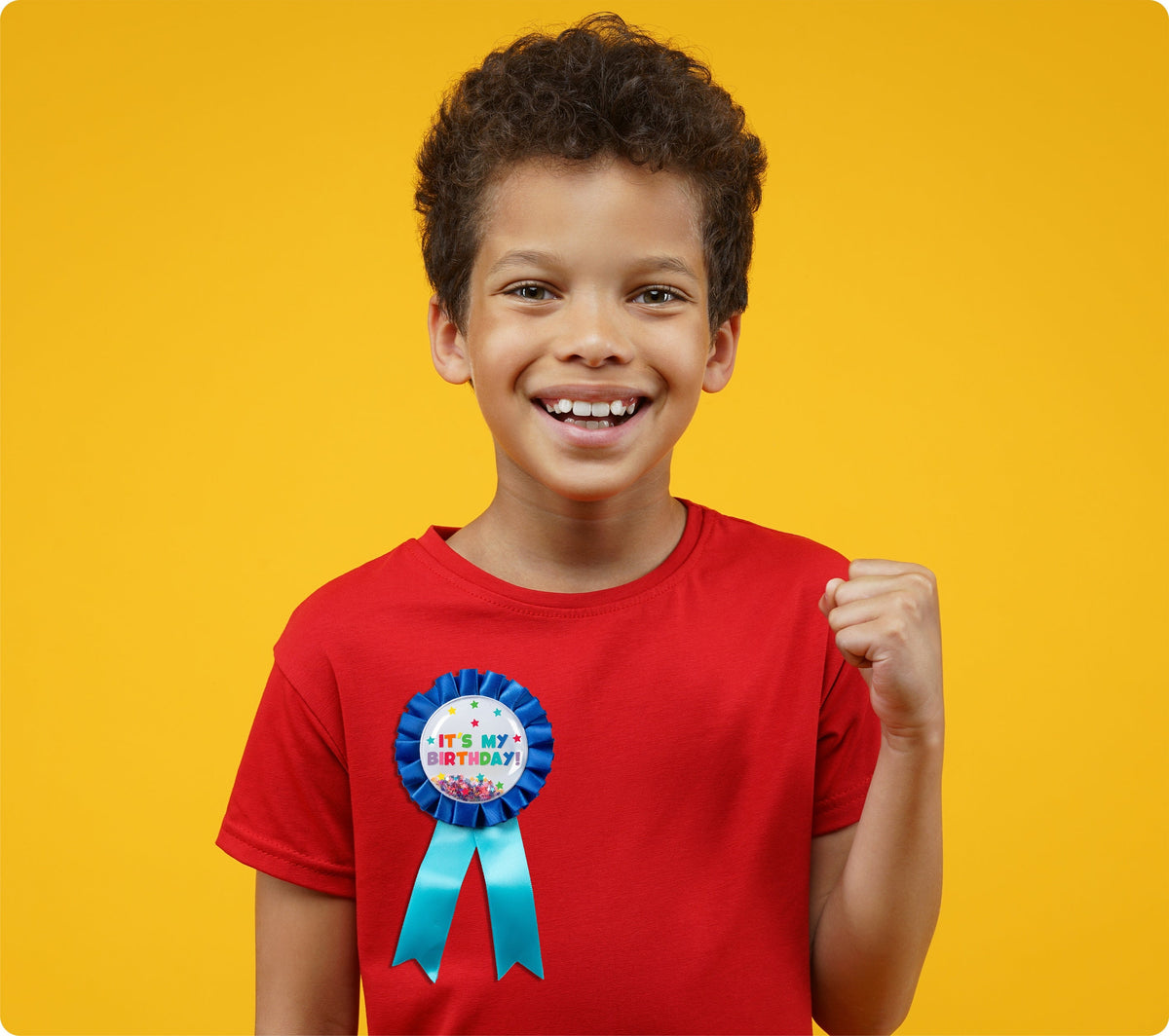 Learning Can Be Fun Giggle and Grow Birthday Badge Blue