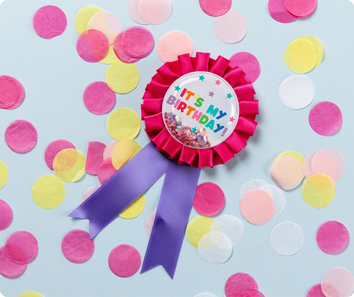 Learning Can Be Fun Giggle and Grow Birthday Badge Pink