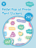 Learning Can Be Fun Pop of Praise Pastel Merit Sticker Book 240 Stickers