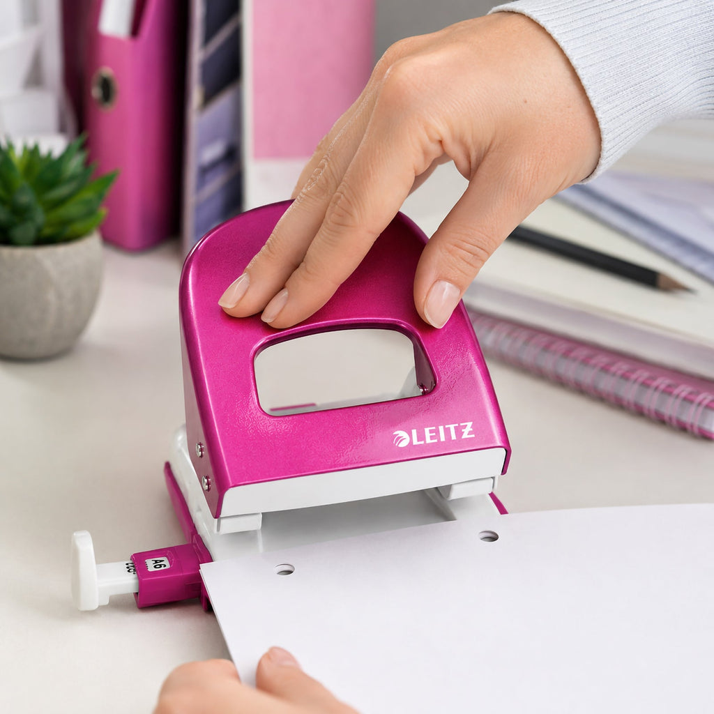 Leitz NeXXt WOW Punch 2 Hole 30 Sheet Pink
