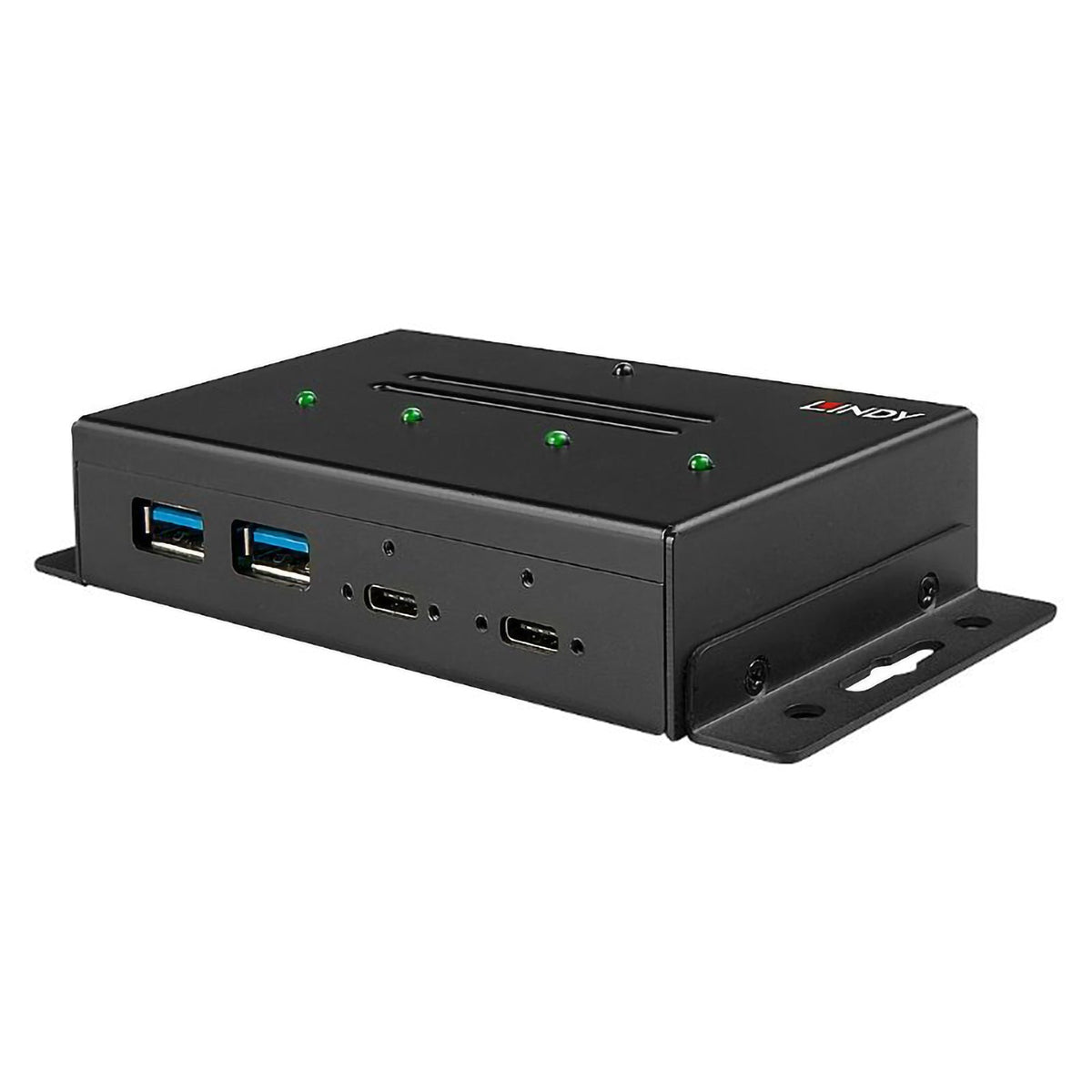 Lindy 4 Port USB 3.2 Gen 2 Industrial Hub Metal Case Black