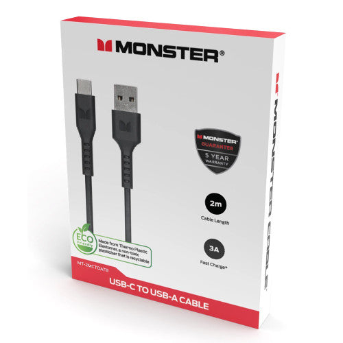 Monster USB-C to USB-A TPE Cable 2m Black