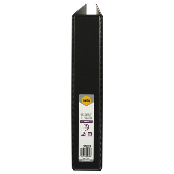 Marbig Clearview Insert Binder 38mm 2D A4 Black Pack of 12