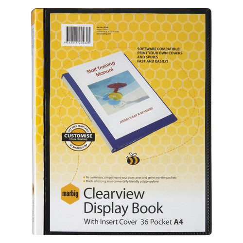 Marbig Clearview Non Refillable Display Book 36 Pocket A4 Black