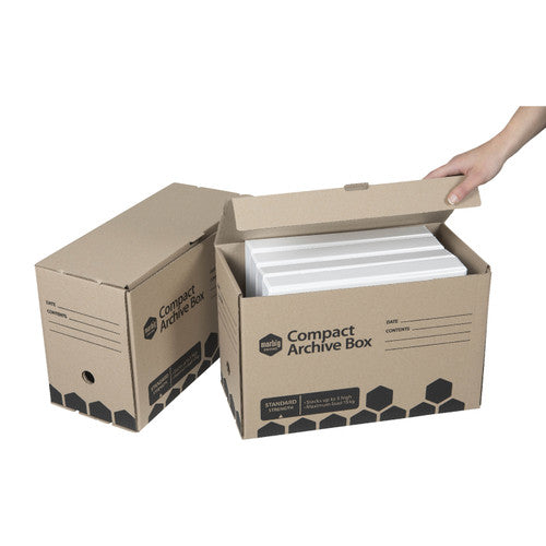 Marbig Compact Archive Box Brown Retail Pack of 2