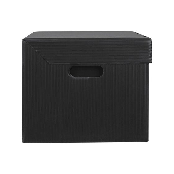 Marbig Corflute Box with Attached Lid Black
