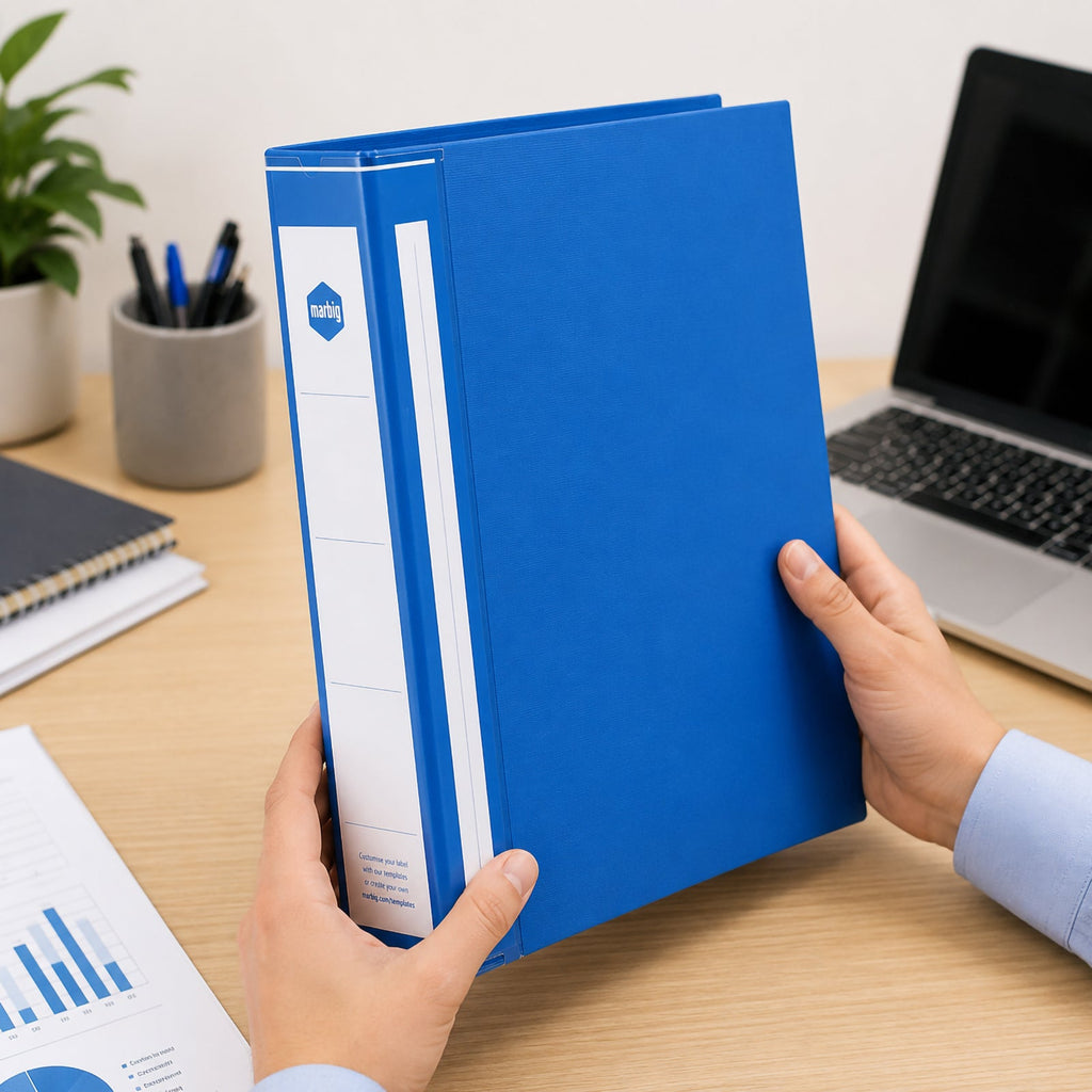 Marbig Deluxe Ring Binder A4 50mm 3D PE Blue Box 12