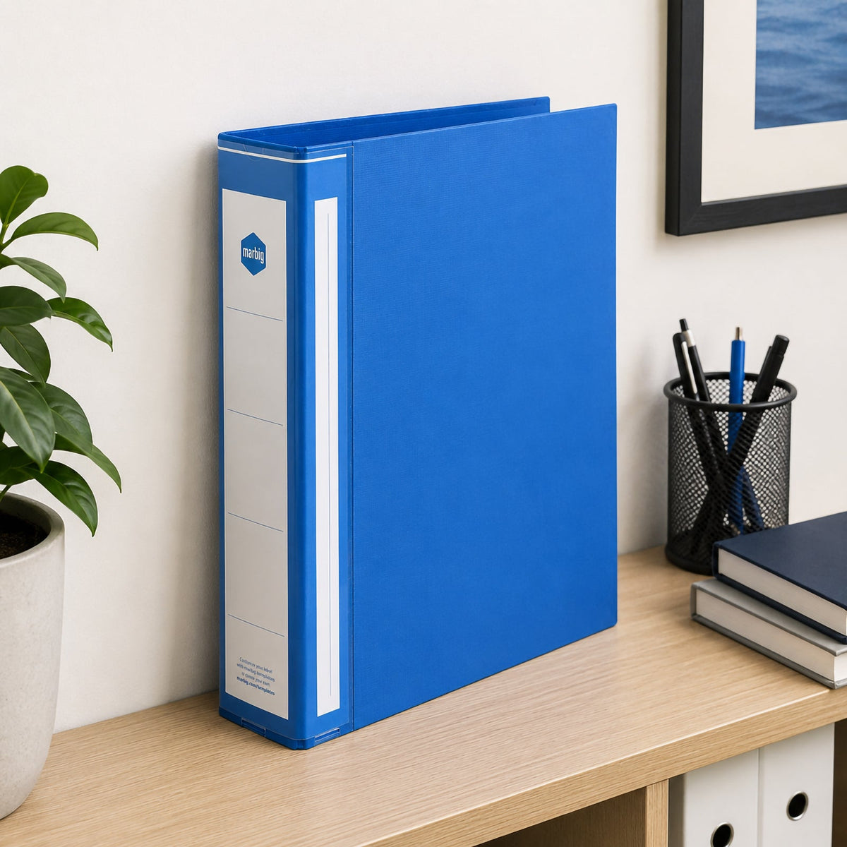 Marbig Deluxe Ring Binder A4 50mm 3D PE Blue Box 12