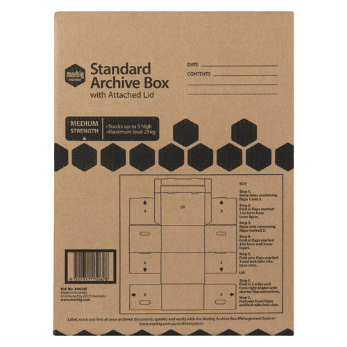 Marbig Enviro Standard Archive Box with Attached Lid Brown Pack of 2 Box of 5