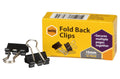 Marbig Fold Back Clips 15mm Black Box of 12