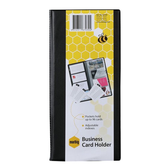 Marbig Business Card Holder Indexed 96 Capacity Black