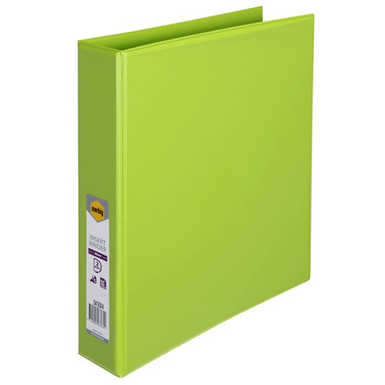 Marbig Clearview Insert Binder 38mm 2D A4 Lime Pack of 12