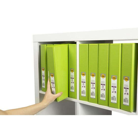 Marbig Clearview Insert Binder 38mm 2D A4 Lime Pack of 12