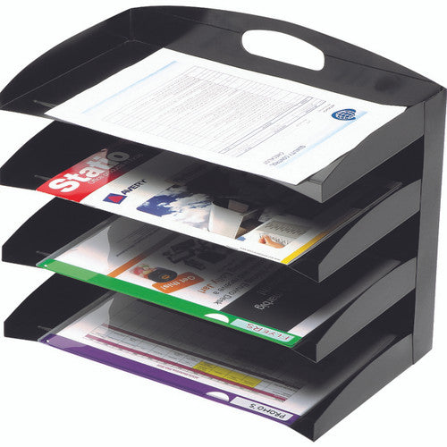 Marbig Metal Desktop Organiser 4 Tier Black