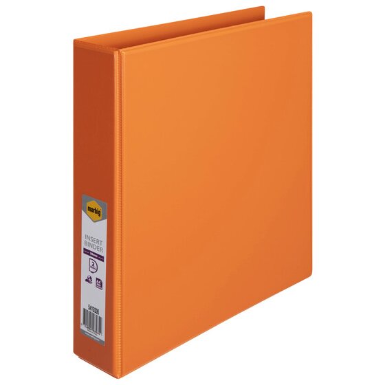 Marbig Clearview Insert Binder 38mm 2D A4 Orange Pack of 12