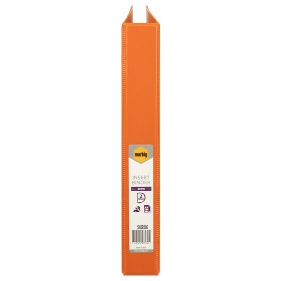 Marbig Clearview Insert Binder 25mm 2D A4 Orange Pack of 20