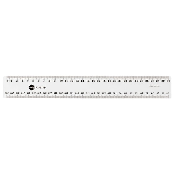 Marbig Plastic Ruler 30cm Clear Hangsell