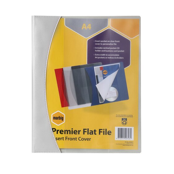 Marbig Flat File with Insert Cover A4 Premier Grey