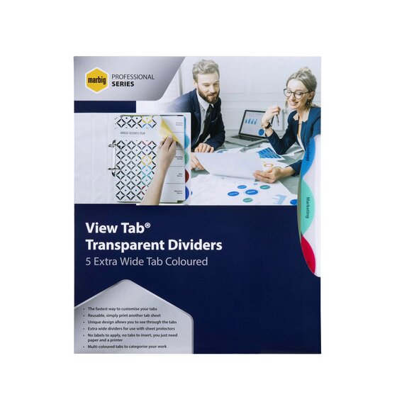 Marbig Professional Indices and Dividers 5 Tab PP A4 Extra Wide Multi Colour