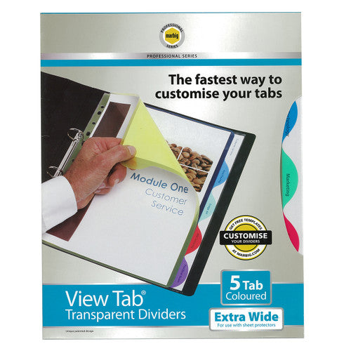 Marbig Professional Indices and Dividers 5 Tab PP A4 Extra Wide Multi Colour