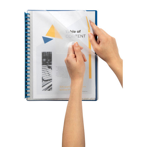 Marbig Refillable Display Book 20 Pocket A4 Clear Blue