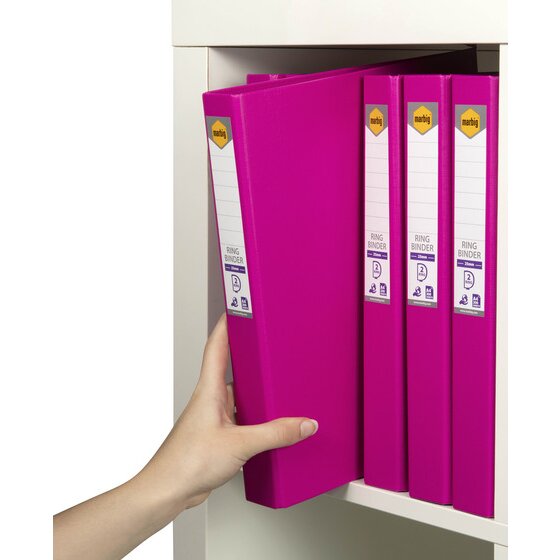 Marbig Ring Binder 25mm 2D Polyethylene A4 Pink Box of 6