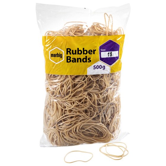 Marbig Rubber Bands Size 18 500g Carton of 5