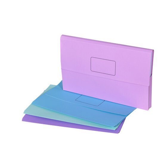 Marbig Slimpick Document Wallet Foolscap Pastel Assorted Pack of 10
