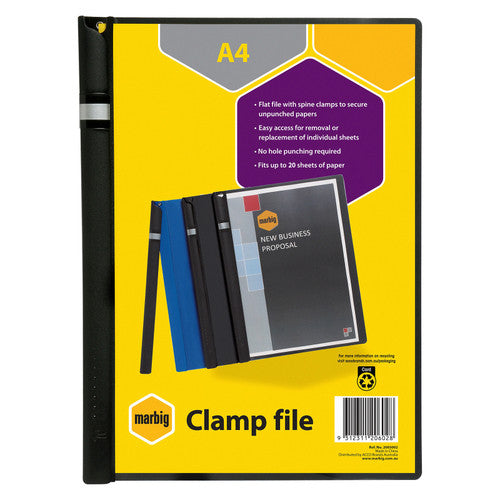 Marbig Spine Clamp File A4 Black Box of 24