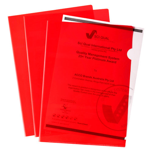 Marbig Ultra Letter File Polypropylene A4 Red Pack of 10
