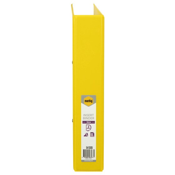 Marbig Clearview Insert Binder 38mm 2D A4 Yellow Pack of 12