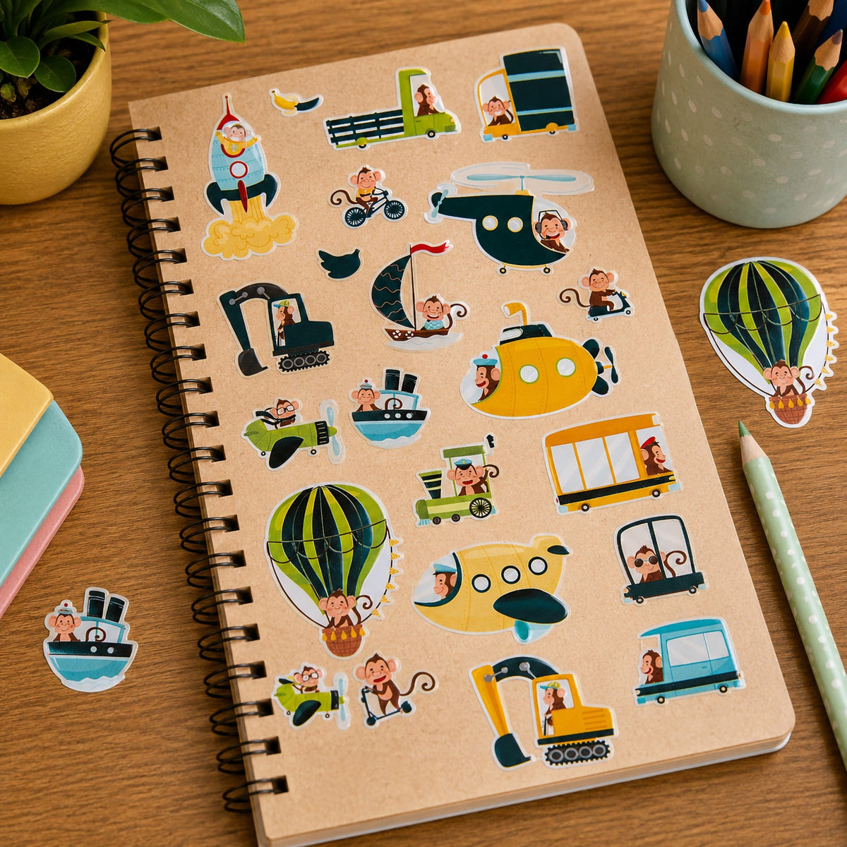 Monkey Adventures Foil Sticker Set of 26