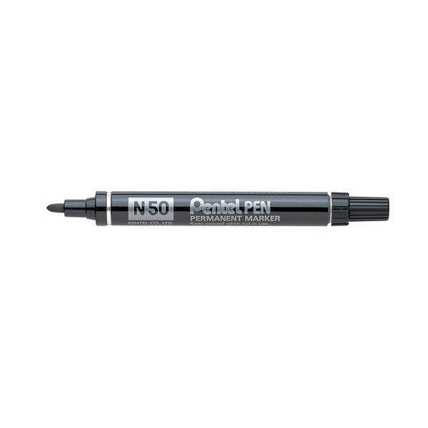 Pentel N50 Permanent Marker Bullet Point 1.5mm Black Box of 12