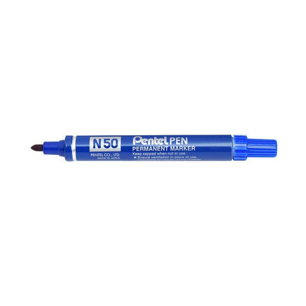 Pentel N50 Permanent Marker Bullet Point 1.5mm Blue Box of 12