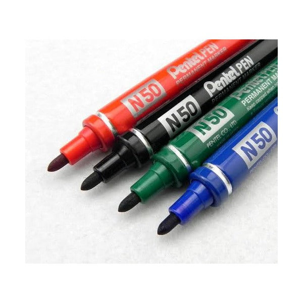 Pentel N50 Permanent Marker Bullet Point 1.5mm Blue Box of 12