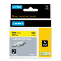Dymo Rhino Heat Shrink Tube Label Tape 6mm x 1.5m Black on Yellow