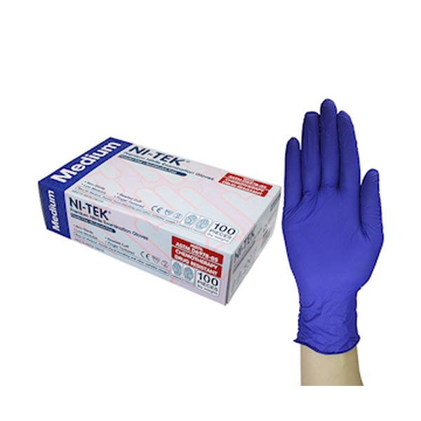 Ni-Tek Accelerator Free Nitrile Gloves Powder Free Medium Box of 100