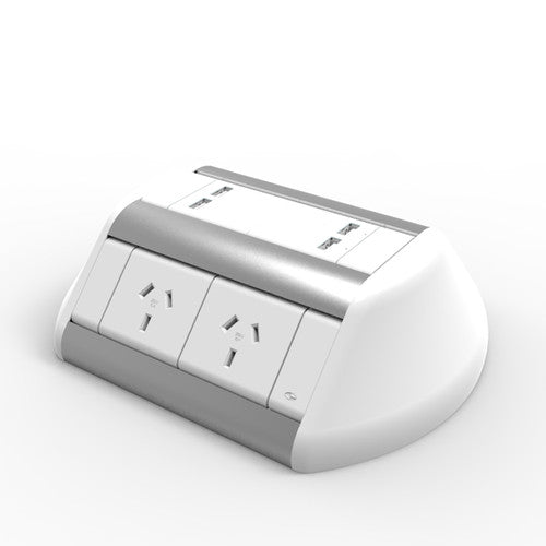 Rapidline Odyssey 8 GPO 2 USBA 2 USBC 3 Pin Lead White
